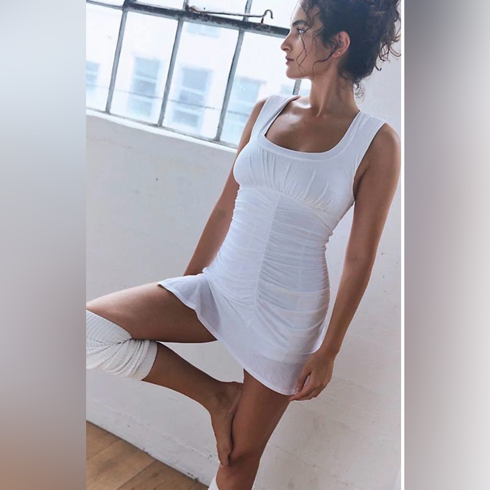 Free People FP Movement Tempo Mini Dress in White Size Large NWT